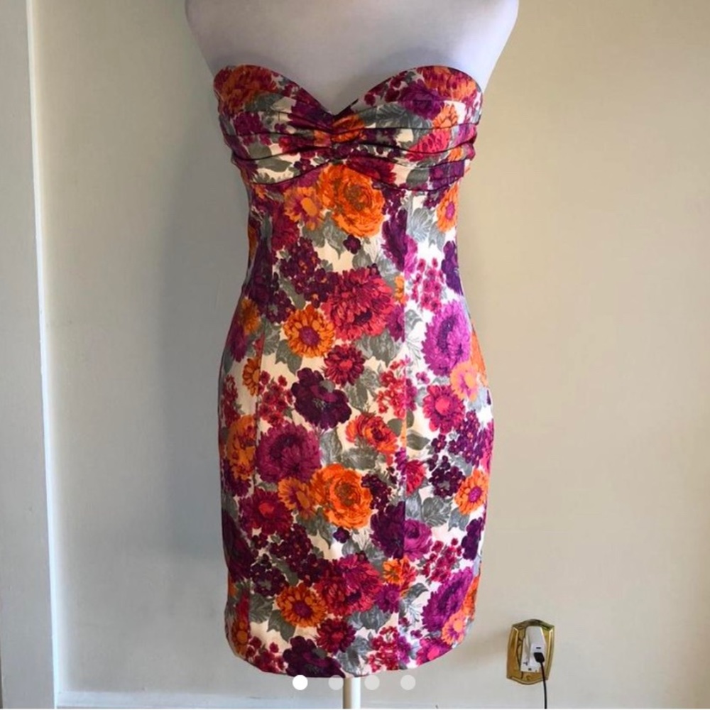 Floral print strapless dress size small